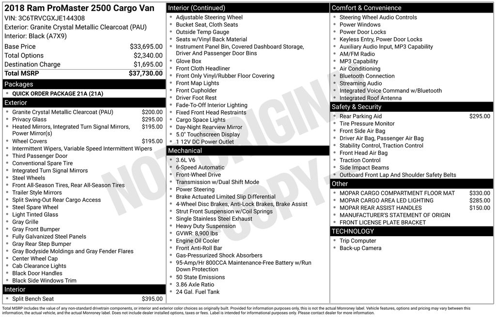 ram promaster cargo van 2018 3C6TRVCGXJE144308 image ram promaster cargo van 2018 3C6TRVCGXJE144308 image
